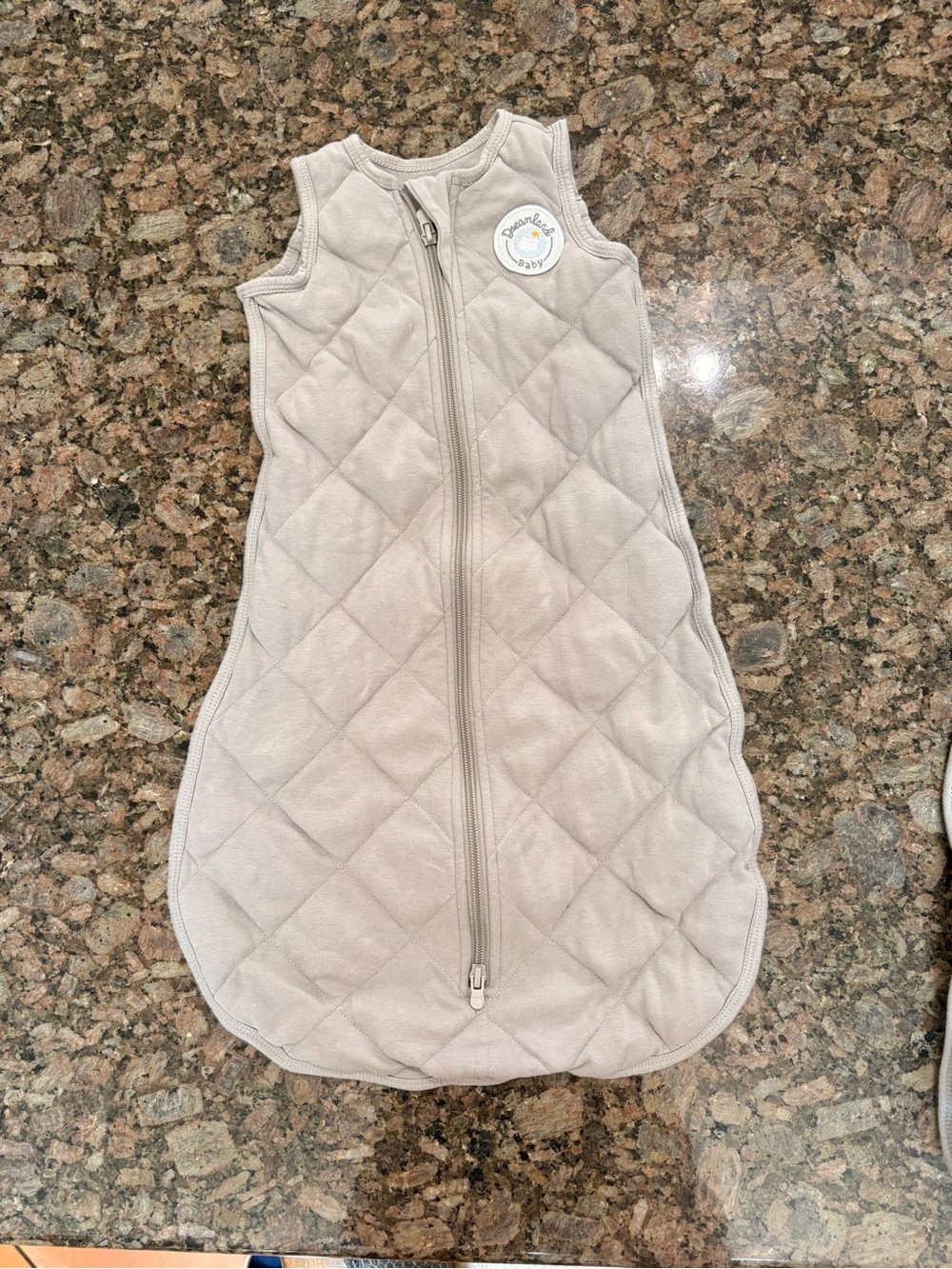 Sleeveless Quilted Cream Baby Sleep Sack with Front Zip size small